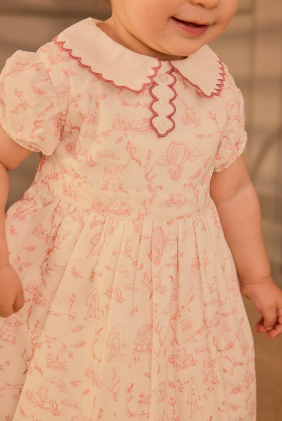 Baby Girl Dress – Toile De Jouy / Pink