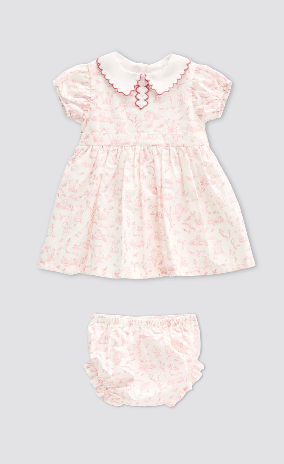 Baby Girl Dress – Toile De Jouy / Pink